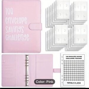Pink Envelope Savings Challenge Binder